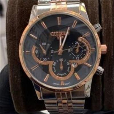 ساعت سیتیزن بند استیل 2 رنگ رزگلد صفحه مشکی مردانه - کد 256