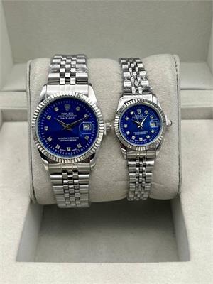 ساعت رولکس بند 2 رنگ طلایی صفحه آبی زنانه - کد 133