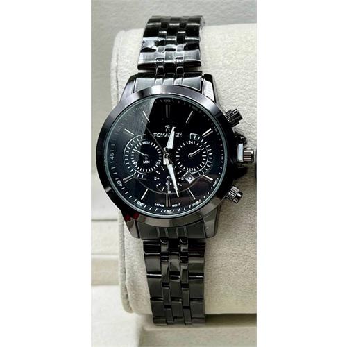 ساعت زنانه رومانسون مدل کوکو جدید بند مشکی صفحه مشکی- کد365