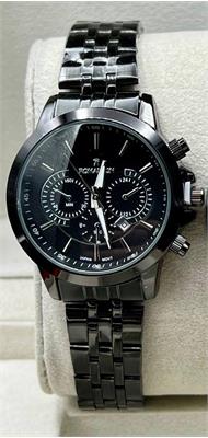 ساعت رومانسون بند استیل مشکی صفحه مشکی زنانه - کد 365