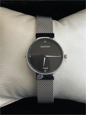 ساعت Jazzcaro بنداستیل حصیری صفحه مشکی - کد 736