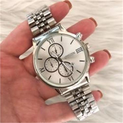 ساعت سیتیزن بند استیل نقره ای صفحه سفید مردانه - کد 331