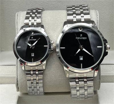 ست ساعت رومانسون بنداستیل نقره ای  صفحه مشکی - کد 342