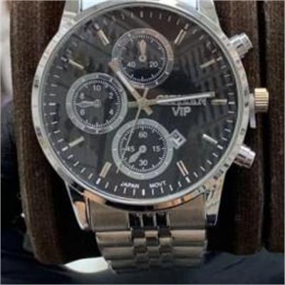 ساعت سیتیزن بند استیل نقره ای صفحه مشکی مردانه - کد 295