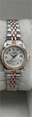 ساعت رولکس بند استیل 2 رنگ رزگلد صفحه سفید زنانه - کد 115