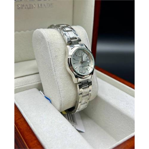 ساعت کاسیو بند استیل نقره ای صفحه سفید زنانه - کد 178