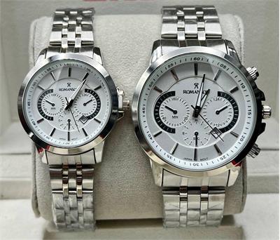 ست ساعت رومانسون بند استیل نقره ای صفحه سفید - کد 360