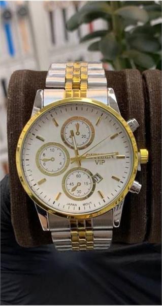 ساعت سیتیزن مردانه بنددورنگ طلایی صفحه سفید - کد280