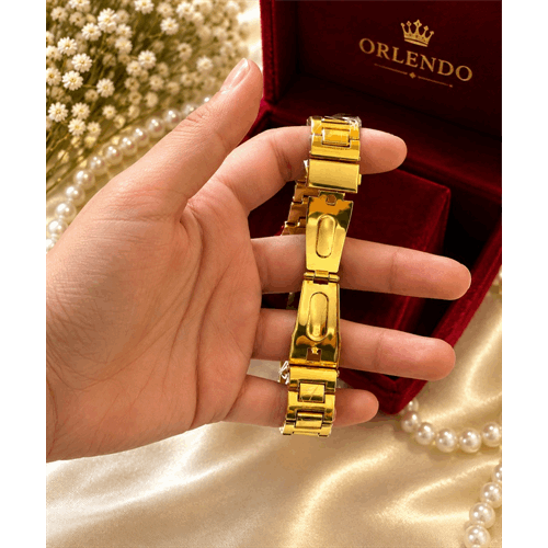 ساعت بنداستیل مردانه طلایی Orlendo
