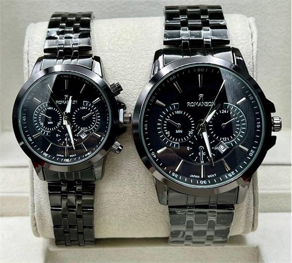 ساعت ست رومانسون مدل کوکو جدید بند مشکی صفحه مشکی1- کد363