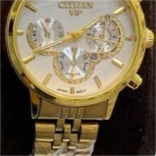 ساعت سیتیزن بند استیل طلایی صفحه سفید زنانه - کد 266