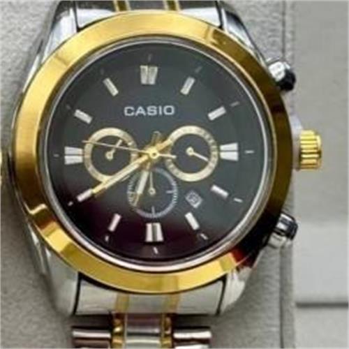 ساعت کاسیو بند استیل 2 رنگ طلایی صفحه مشکی زنانه - کد 184