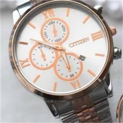 ساعت سیتیزن بند استیل 2 رنگ رزگلد صفحه سفید مردانه - کد 316