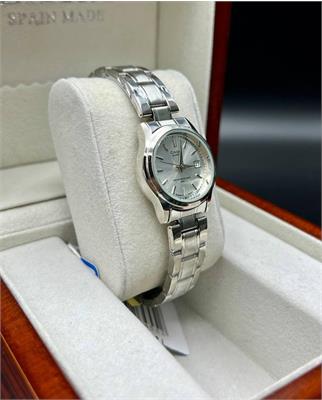 ساعت کاسیو بند استیل نقره ای صفحه سفید زنانه - کد 178