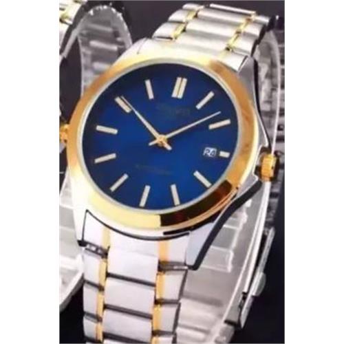 ساعت کاسیو بند استیل 2 رنگ طلایی صفحه آبی مردانه - کد 159