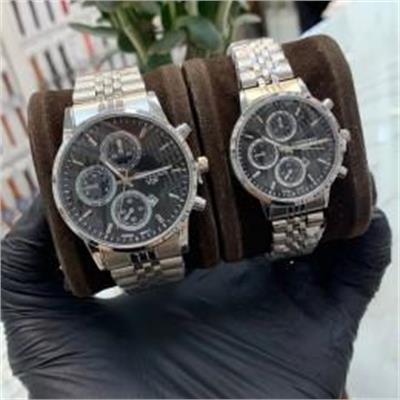 ست ساعت سیتیزن بند استیل نقره ای صفحه مشکی - کد 294