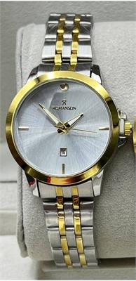 ساعت زنانه رومانسون بنددورنگ طلایی صفحه سفید - کد 341