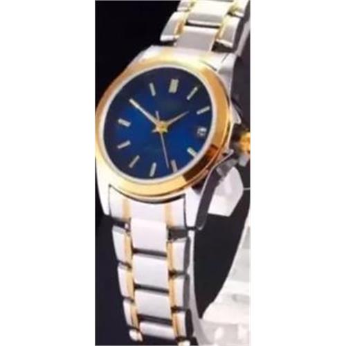 ساعت کاسیو بند استیل 2 رنگ طلایی صفحه آبی زنانه - کد 160