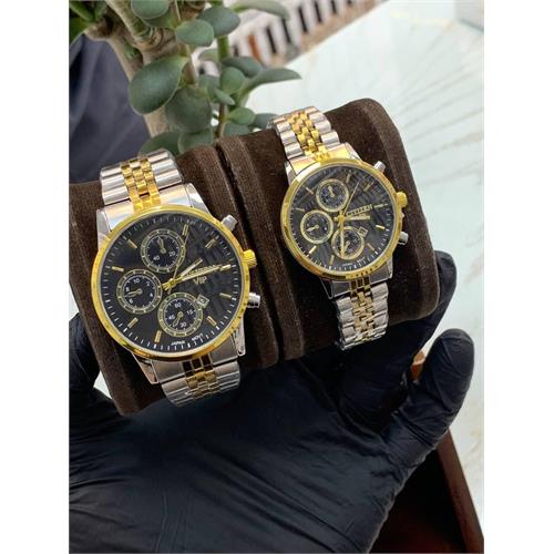 ساعت ست سیتیزن بنددورنگ طلایی صفحه مشکی - کد276