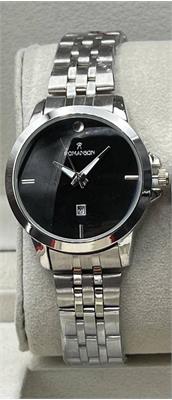 ساعت  زنانه رومانسون  بنداستیل نقره ای صفحه مشکی - کد 344