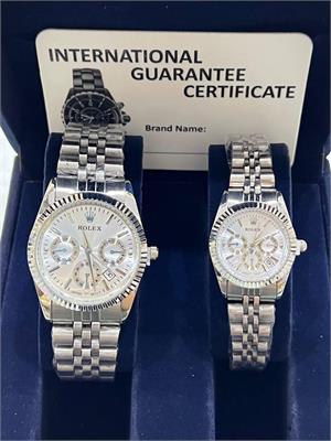 ست ساعت رولکس بند استیل نقره ای صفحه سفید - کد 146