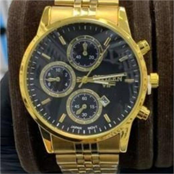 ساعت سیتیزن مردانه بندطلایی صفحه مشکی - کد 289