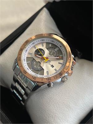 ساعت بنداستیل مردانه کاسیو ادیفایس نقره ای قاب رزگلد- کد 725