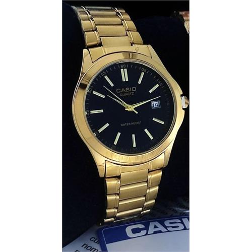 ساعت کاسیو بند استیل طلایی صفحه مشکی مردانه - کد 162