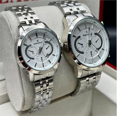 ست ساعت رومانسون بند استیل نقره ای صفحه سفید - کد 360