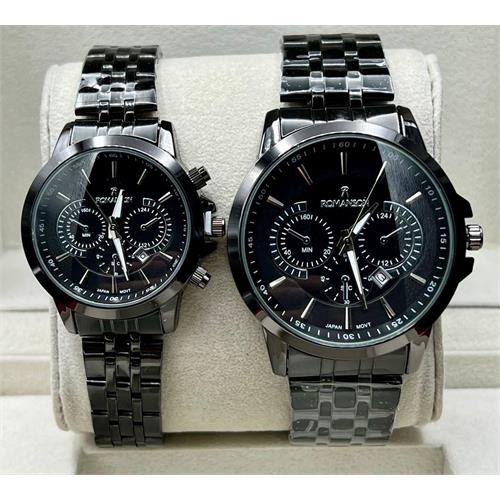 ساعت ست رومانسون مدل کوکو جدید بند مشکی صفحه مشکی1- کد363