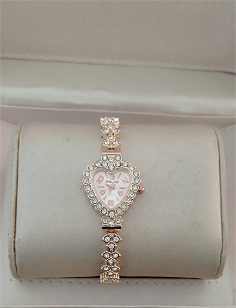 ساعت کوارتز قلبی بند استیل رزگلد صفحه رزگلد زنانه - کد 395