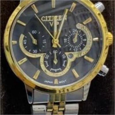 ساعت سیتیزن بند استیل 2 رنگ طلایی صفحه مشکی زنانه - کد 251