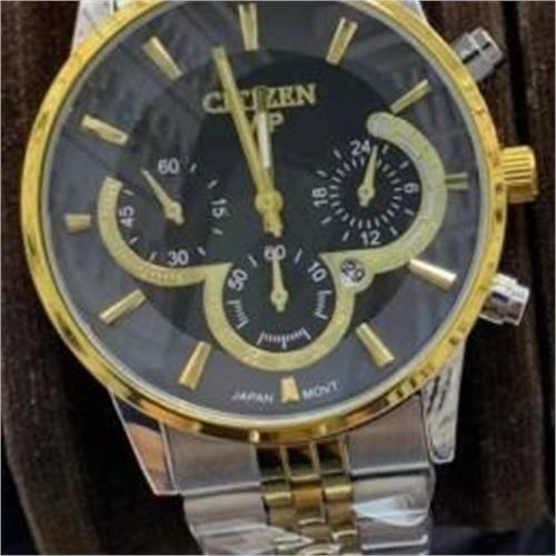 ساعت سیتیزن بند استیل 2 رنگ طلایی صفحه مشکی مردانه - کد 250