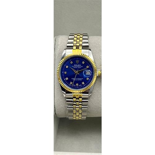 ساعت رولکس بند استیل 2 رنگ طلایی صفحه آبی مردانه - کد 132