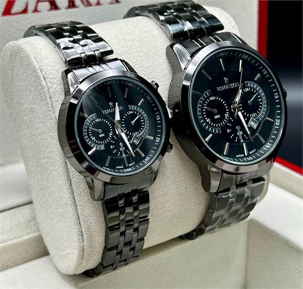 ساعت ست رومانسون مدل کوکو جدید بند مشکی صفحه مشکی1- کد363