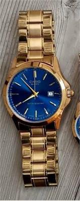 ساعت کاسیو بند استیل طلایی صفحه آبی مردانه - کد 171