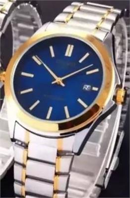 ساعت کاسیو بند استیل 2 رنگ طلایی صفحه آبی مردانه - کد 159