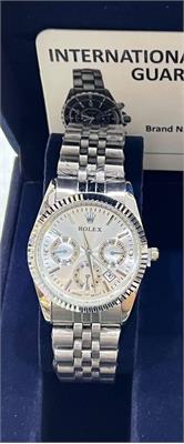 ساعت رولکس بند استیل نقره ای صفحه سفید مردانه - کد 147