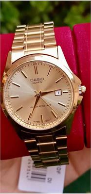 ساعت کاسیو بند استیل طلایی صفحه طلایی مردانه - کد 168