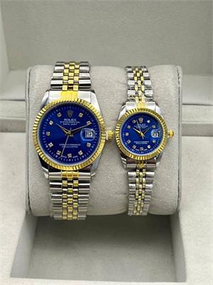 ست ساعت رولکس بند 2 رنگ طلایی صفحه آبی - کد 131