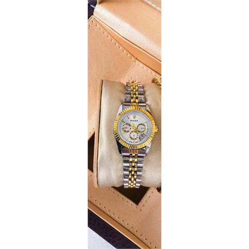 ساعت رولکس بند استیل 2 رنگ طلایی صفحه طلایی زنانه - کد 142