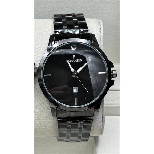 ساعت مردانه رومانسون بند مشکی صفحه مشکی - کد 349