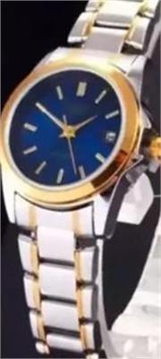 ساعت کاسیو بند استیل 2 رنگ طلایی صفحه آبی زنانه - کد 160