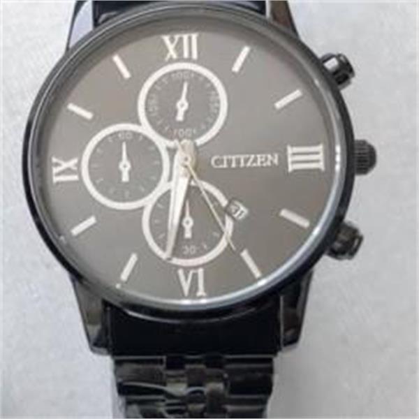 ساعت سیتیزن بند استیل مشکی صفحه مشکی زنانه - کد 335
