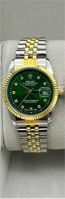 ساعت رولکس بند استیل 2 رنگ طلایی صفحه سبز مردانه - کد 135