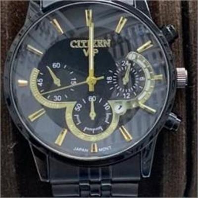 ساعت سیتیزن بند استیل مشکی صفحه مشکی مردانه - کد 274