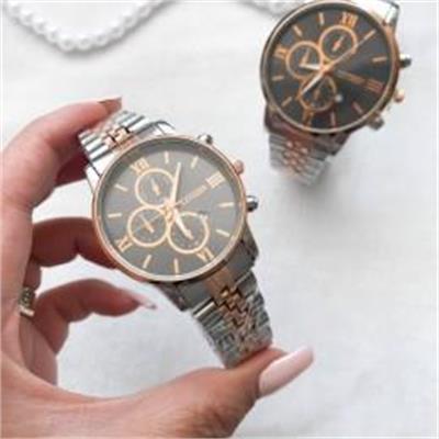 ساعت سیتیزن بند استیل 2 رنگ رزگلد صفحه مشکی زنانه - کد 314