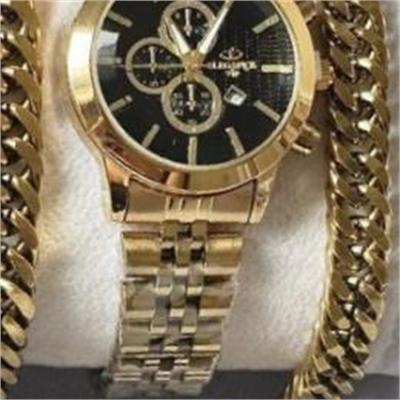 ساعت الگانس بند استیل طلایی صفحه مشکی زنانه - کد 236