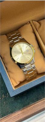 ساعت کاسیو بند استیل 2 رنگ طلایی صفحه طلایی مردانه - کد 156