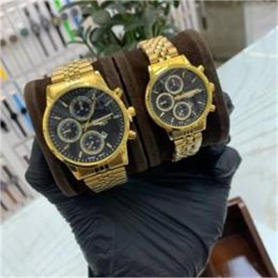 ست ساعت سیتیزن بند استیل طلایی صفحه مشکی - کد 288